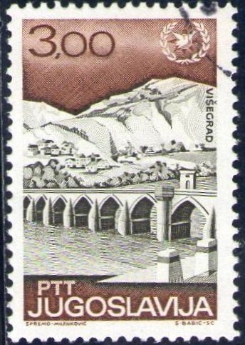 z vendido Yugoslavia 1966 Scott 880 Sello * Puente Visegrad Matasellos de Favor Preobliterado 